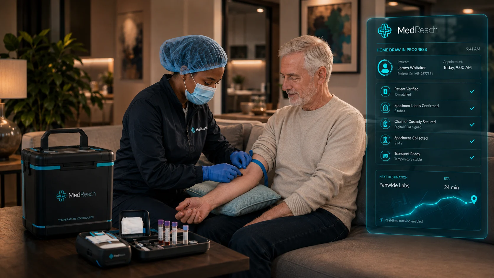 MedReach home phlebotomy workflow
